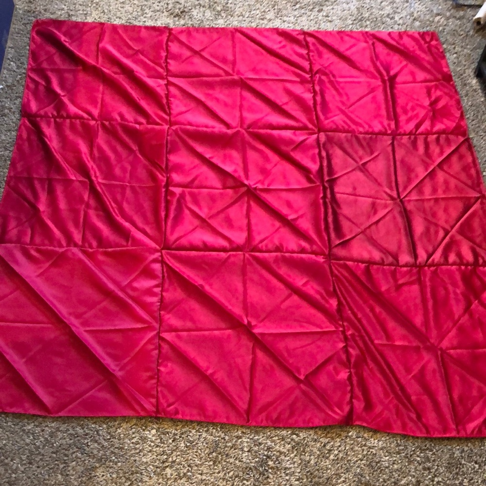 9 Square Satin Patchwork Blanket 58x58 Red Perfect for Picnic, Ren Faire, Couch